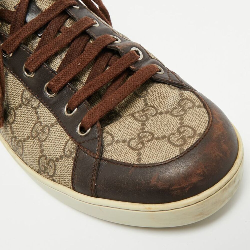 Gucci Brooklyn Size 44 Brown/beige Gg Canvas And Leather Supreme High Top - Picture 7 of 7